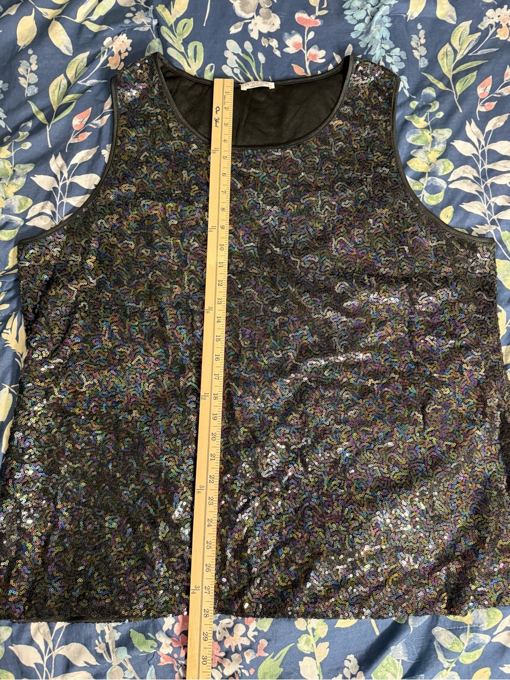 Women’s Black Iridescent Sequin Tank Top Plus Size 24W - Picture 7 of 8